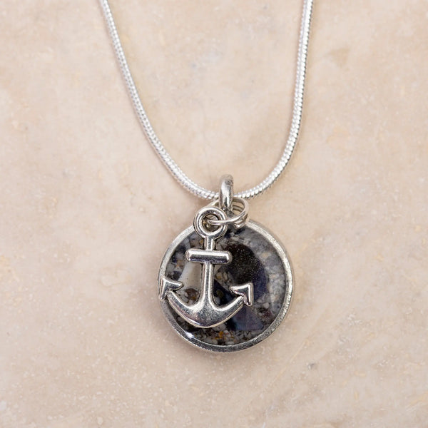 Crushed Shell and Anchor Charm Necklace