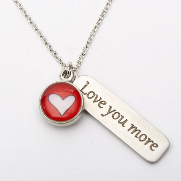 Heart & "Love You More" Tag Necklace