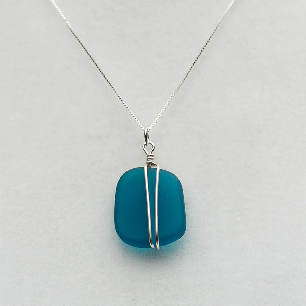 Cultured Sea Glass Silver-Wrapped Necklaces