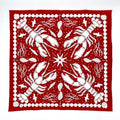 Red nautical bandana by A Wee Maine Artist featuring maritime-themed patterns, perfect for casual or nautical-inspired outfits.