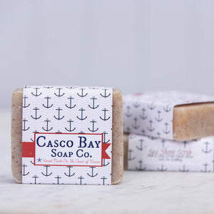 Sea Shore Scrub bar soap by Casco Bay Soap Co. featuring a textured, natural soap with sea-inspired exfoliating ingredients.