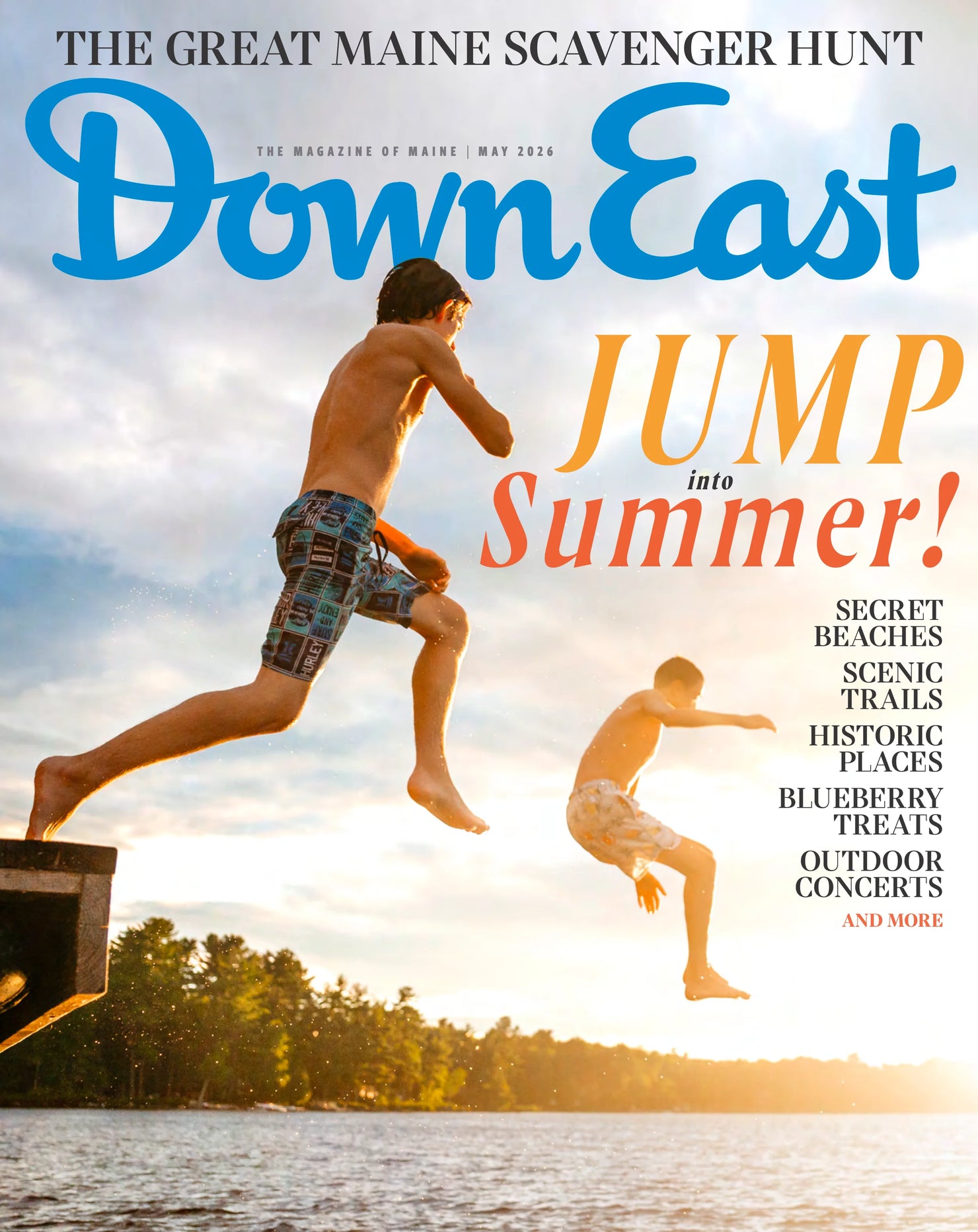 Cover of Down East Magazine May 2026 issue featuring scenic outdoors and Maine landscapes on the cover.