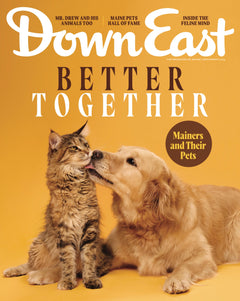 Cover of Down East Magazine November 2025 issue featuring scenic coastal imagery and fall-themed visuals.