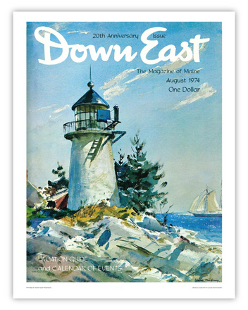 Down East Magazine cover poster from August 1974, vintage Down East Posters print featuring historic magazine cover design.