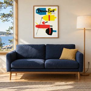 Down East Magazine cover poster from July 1957, vintage print featuring classic magazine artwork and design.
