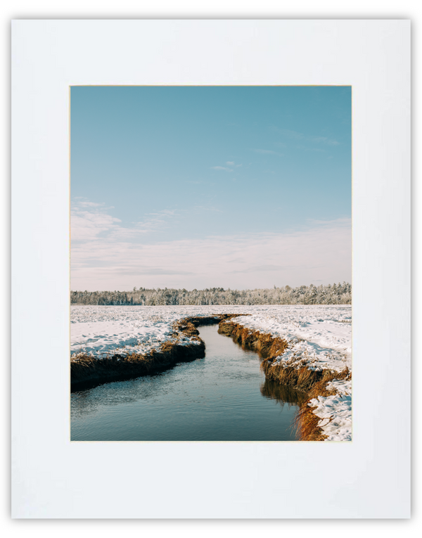 Snow on Weskeag Marsh Print