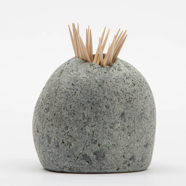 Beach Stone Match/Toothpick Holder
