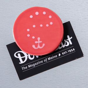 Ceramic anchor magnet by Lola Arts featuring a coral design, perfect for decorative or functional refrigerator magnet use.