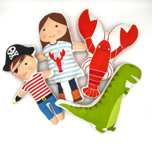 Nickwilljack Cut & Sew Lobster Kit featuring detailed lobster-shaped fabric pieces on a neutral background.