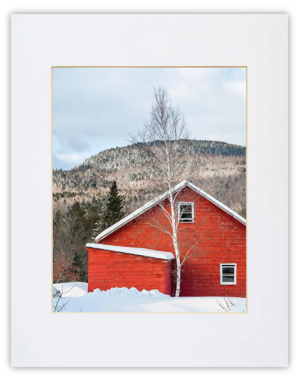 Red Barn in the Snow Print