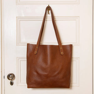 Brown Fore Street Leather Tote Bag by Rogue Industries featuring sturdy leather construction and spacious interior.
