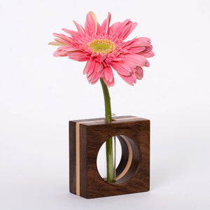 Walnut bud vase by S.E. Hall Furniture featuring a sleek design and a maple accent for a modern decorative touch.