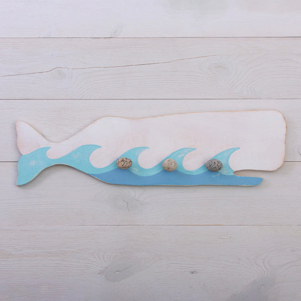 Distressed Wooden Whale Wall Rack