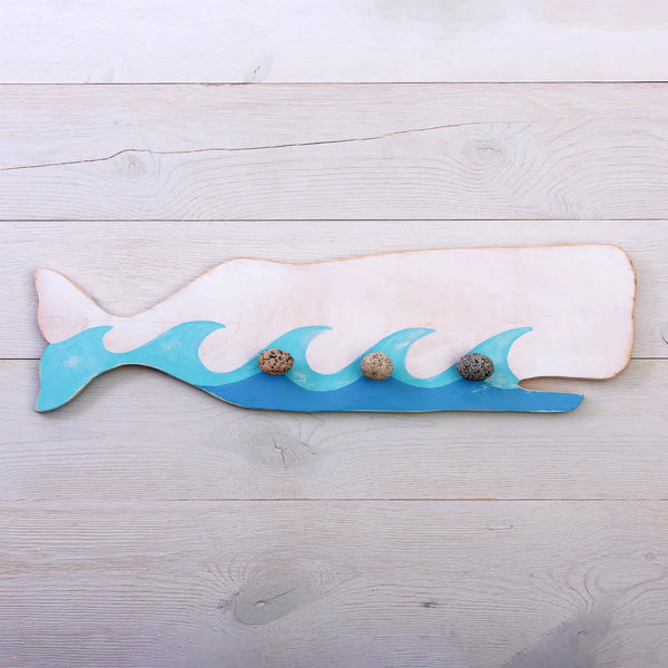 Distressed Wooden Whale Wall Rack