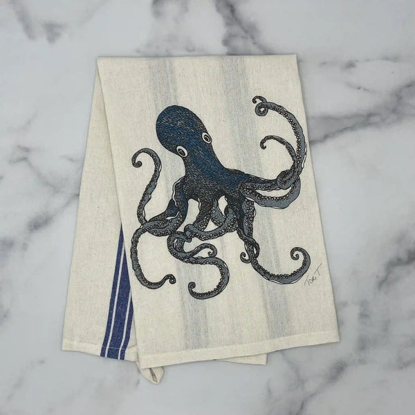 Blue Octopus Tea Towel