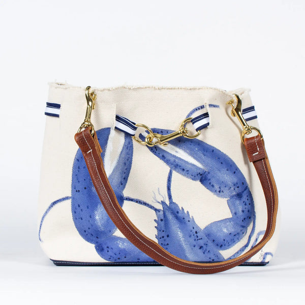 Hand Painted Blue Lobster Canvas Tote - Medium