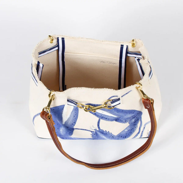 Hand Painted Blue Lobster Canvas Tote - Medium