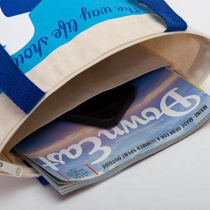 Maine Seagull Tote bag by Tröskö Design featuring a seagull illustration on durable fabric.