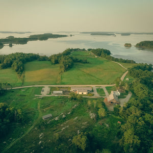 Aerial view of WNC campus for Coastal Creativity Workshop featuring watercolors and nature mobiles by Down East Adventures.