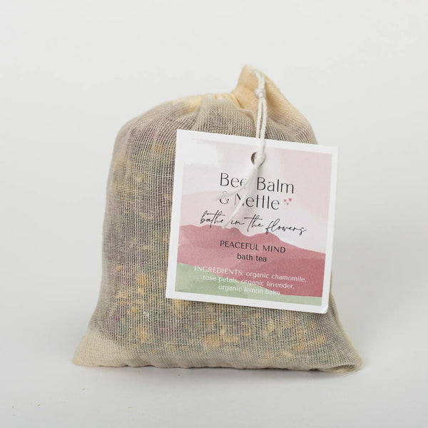 Bee Balm and Nettle muslin bag of peaceful mind bath tea