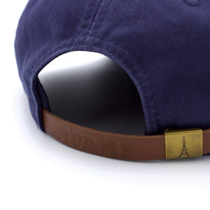 Navy Down East hat with a curved brim and adjustable strap, stylish and casual headwear from Down East Products.