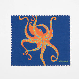 Festive Fish microfiber cloth featuring a colorful dancing octopus print, soft and absorbent cleaning cloth for festive occasions.
