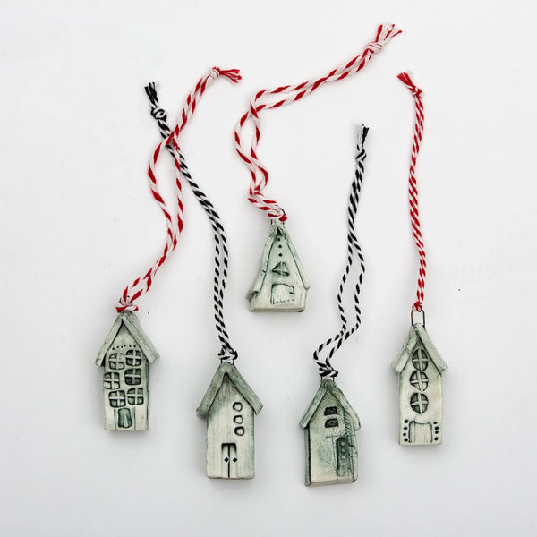 Tiny House Stoneware Ornaments