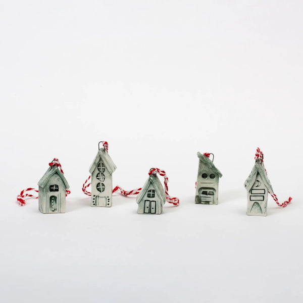 Tiny House Stoneware Ornaments
