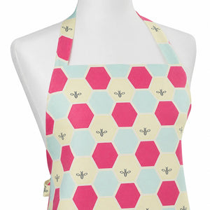 Close-up of a honeycomb-patterned linen apron by Lola Arts, showcasing its textured fabric and craftsmanship.