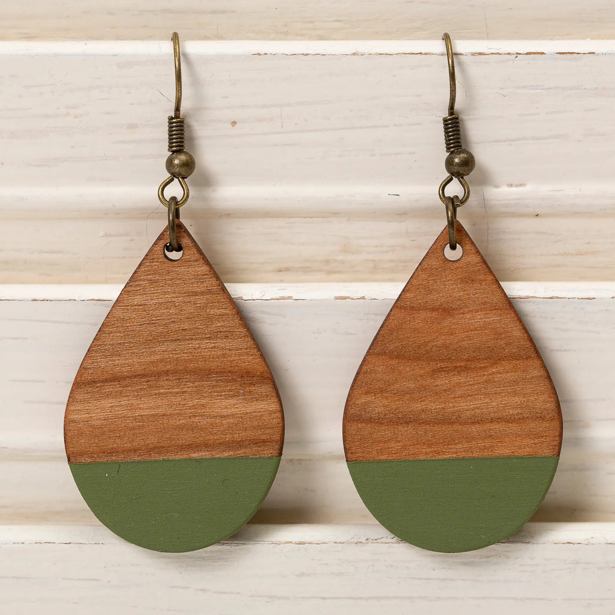 Painted Wooden Earrings, Maine Made Earrings, Down East Shop