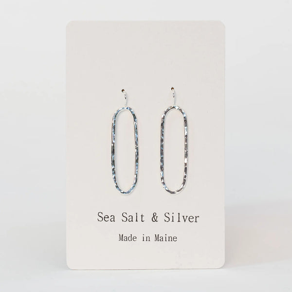 Hammered Oval Drop Earrings