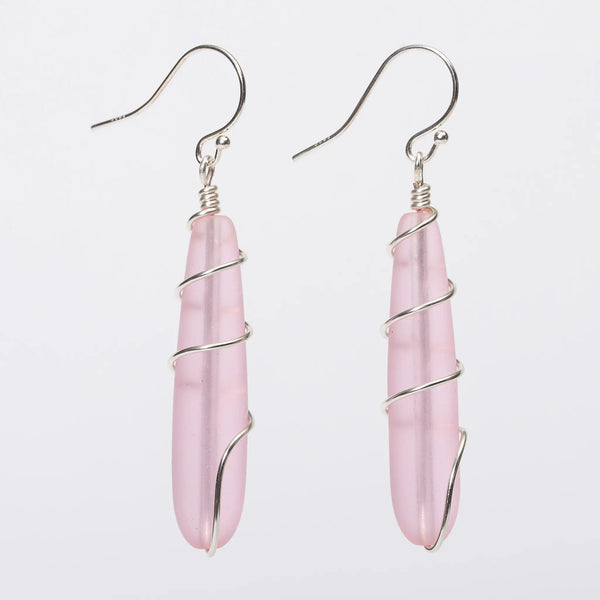 Cultured Sea Glass Long Teardrop Earrings