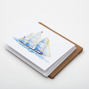 Set of Valerie Paul Coastal Collection note cards featuring ocean-inspired designs on white cardstock.