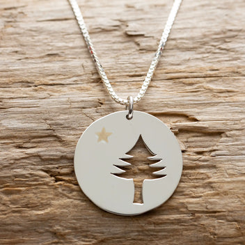 VKPride Maine's First Flag Necklace featuring a silver chain and charm with the historic Maine state flag design.