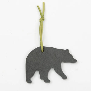 A&E Stoneworks slate ornament featuring a carved bear design, crafted from natural slate with a rustic finish.