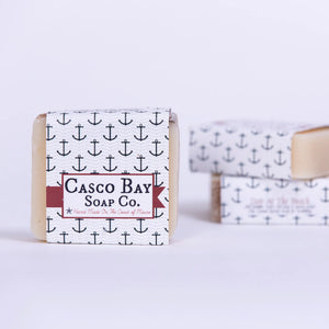 Bar soap from Casco Bay Soap Co. with a beach-themed design, perfect for refreshing skin and evoking seaside memories.
