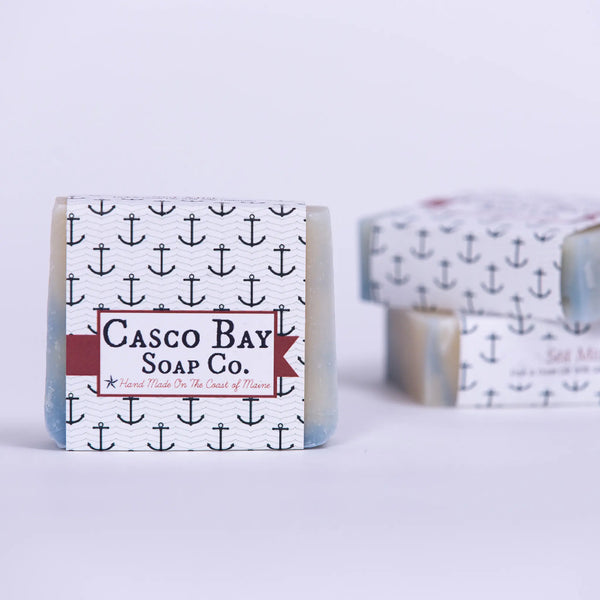 Casco Bay Soap Company bar of sea mist soap with anchor design wrap