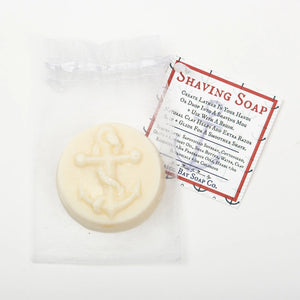 Casco Bay shaving soap disc bar of soap embossed with a ship anchor