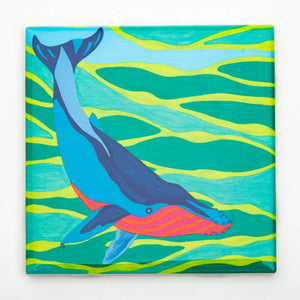 Festive Fish whale-themed tile coaster featuring colorful holiday design, perfect for protecting surfaces during festive celebrations.