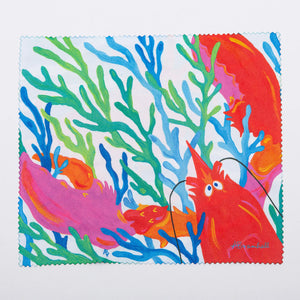 Rainbow lobster microfiber cloth by Festive Fish, featuring vibrant colors and soft texture for cleaning and polishing.