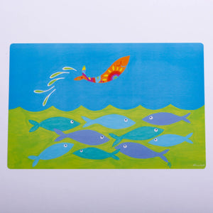 Festive Fish joyful fish-themed placemat with colorful holiday design, perfect for festive table settings.