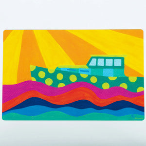 Festive Fish lobster boat themed placemat with colorful nautical design for holiday or special occasion table setting