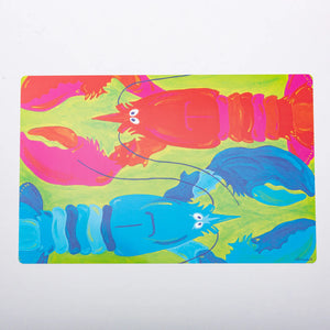 Red and blue lobster-themed Festive Fish placemats with festive seafood design for holiday dining.