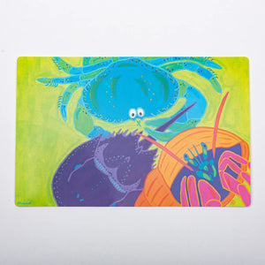 Festive Fish festive placemat with colorful three crabs design, ideal for seafood-themed table settings