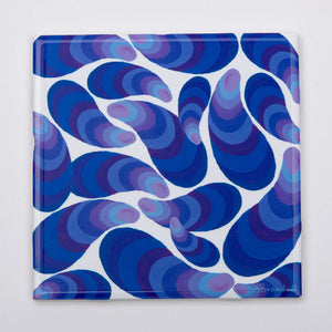 Purple mussel-themed trivet from Festive Fish, featuring a colorful and festive design for protecting surfaces from hot dishes.