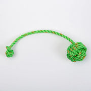 Green floating rope fetch toy featuring a lobster shape by Fetch Me, ideal for outdoor play and water fetch games.