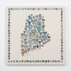 Love Rocks Me trivet featuring a Maine-inspired design with natural stone and engraved love rocks artwork.