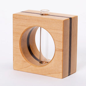 S.E. Hall Furniture maple bud vase with walnut accents, showcasing a sleek, modern design and smooth finish.