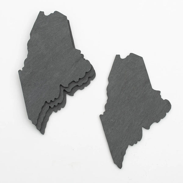 A and E Stoneworks state of Maine shaped slate coaster set of four