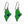 Load image into Gallery viewer, Blueberry Bay Jewelry tilted view of green state of Maine copper enameled earrings hang from sterling silver ear wires and each one has a small blue heart design on the coast
